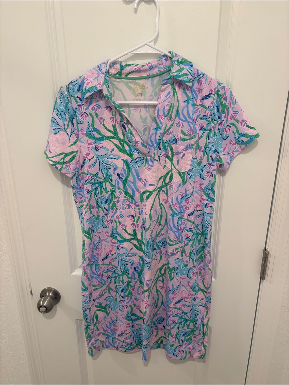 Lilly Pulitzer Pink Floral Collared Short-Sleeve Dress